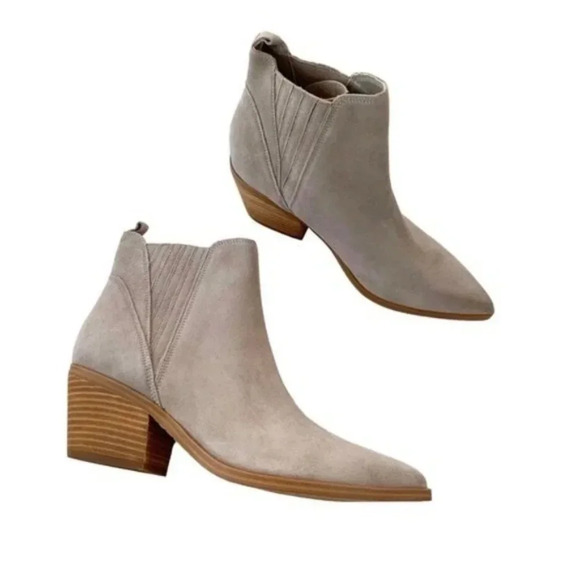 Marc Fisher Suede Leather Teona Light Grey Ankle Cowboy Boot Size 7.5 NWT - Picture 6 of 15